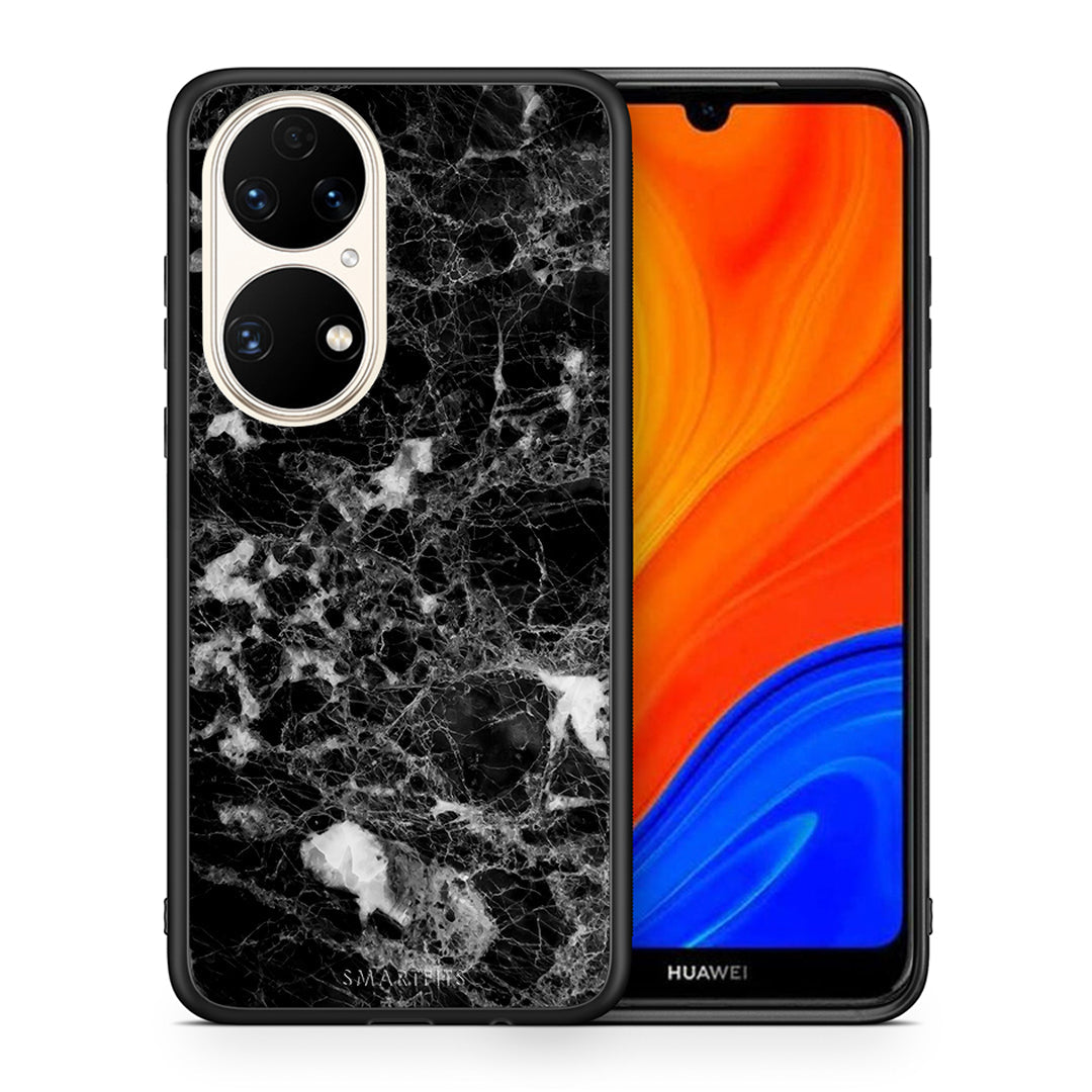 Θήκη Huawei P50 Male Marble από τη Smartfits με σχέδιο στο πίσω μέρος και μαύρο περίβλημα | Huawei P50 Male Marble case with colorful back and black bezels