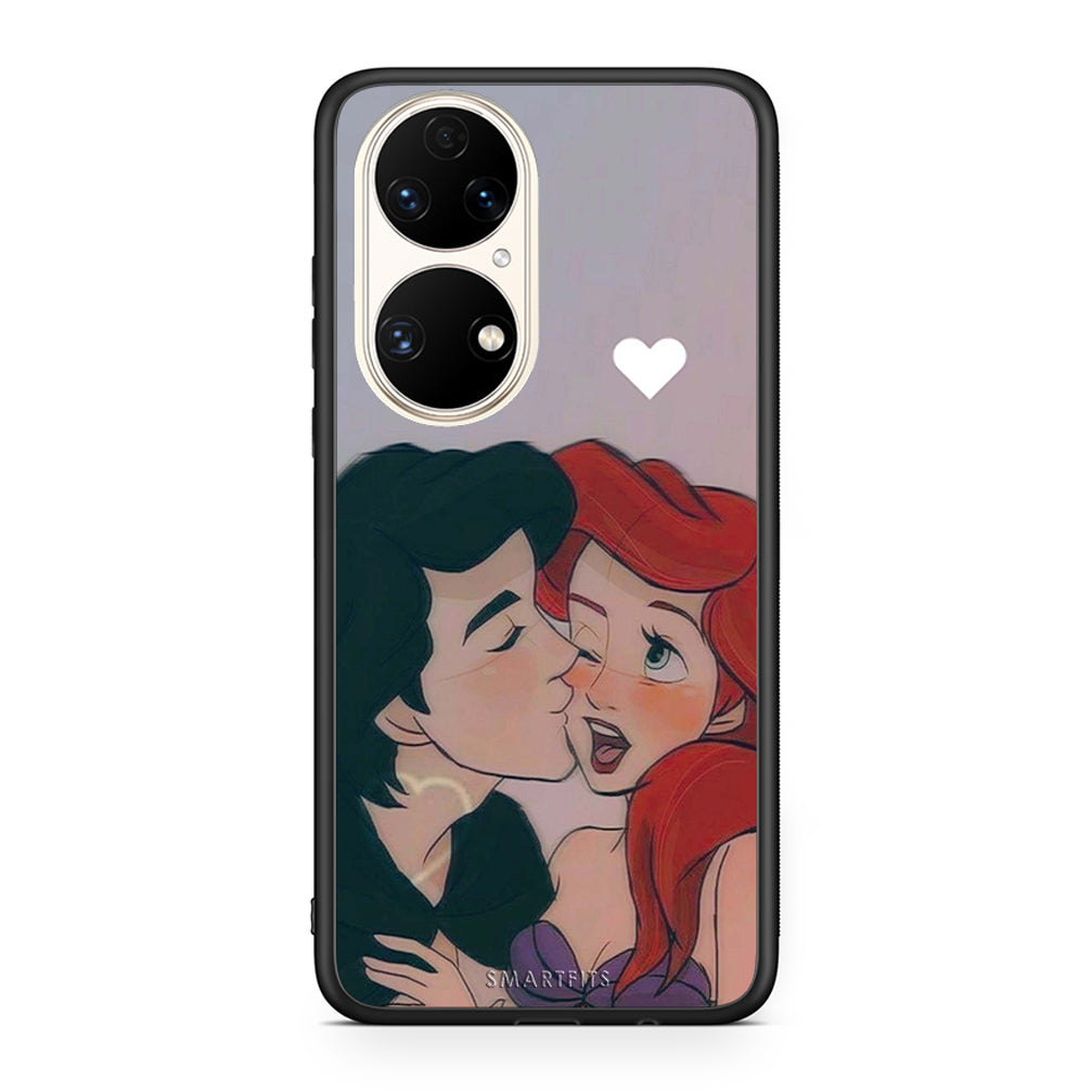 Huawei P50 Mermaid Love Θήκη Αγίου Βαλεντίνου από τη Smartfits με σχέδιο στο πίσω μέρος και μαύρο περίβλημα | Smartphone case with colorful back and black bezels by Smartfits