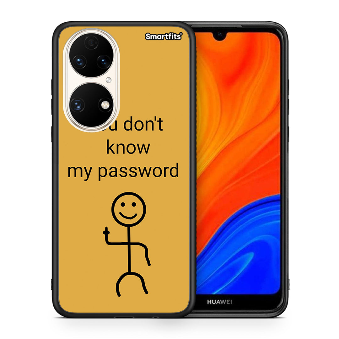 Θήκη Huawei P50 My Password από τη Smartfits με σχέδιο στο πίσω μέρος και μαύρο περίβλημα | Huawei P50 My Password case with colorful back and black bezels