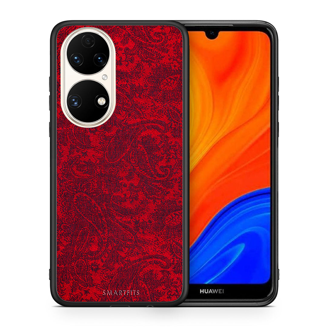 Θήκη Huawei P50 Paisley Cashmere από τη Smartfits με σχέδιο στο πίσω μέρος και μαύρο περίβλημα | Huawei P50 Paisley Cashmere case with colorful back and black bezels