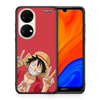 Thumbnail for Θήκη Huawei P50 Pirate Luffy από τη Smartfits με σχέδιο στο πίσω μέρος και μαύρο περίβλημα | Huawei P50 Pirate Luffy case with colorful back and black bezels
