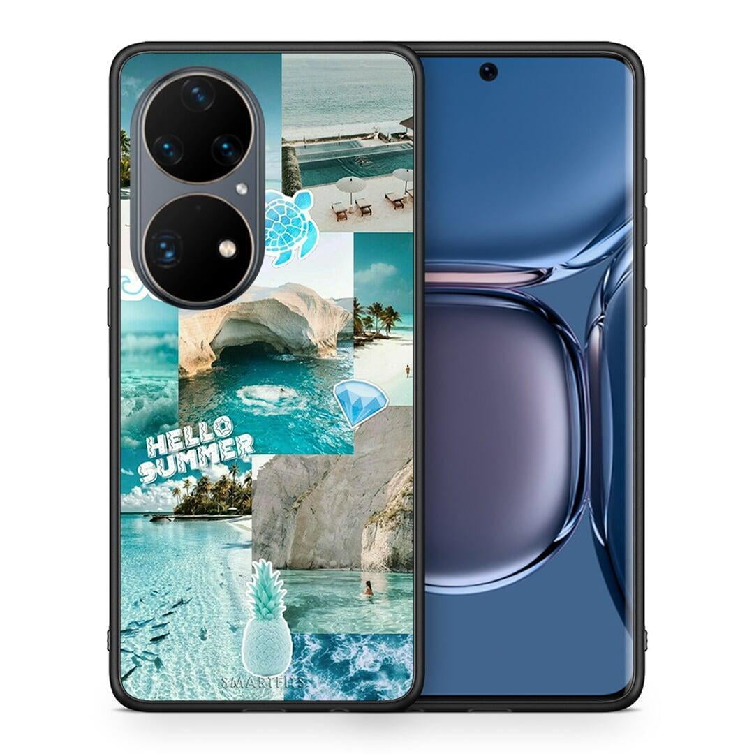 Θήκη Huawei P50 Pro Aesthetic Summer από τη Smartfits με σχέδιο στο πίσω μέρος και μαύρο περίβλημα | Huawei P50 Pro Aesthetic Summer case with colorful back and black bezels