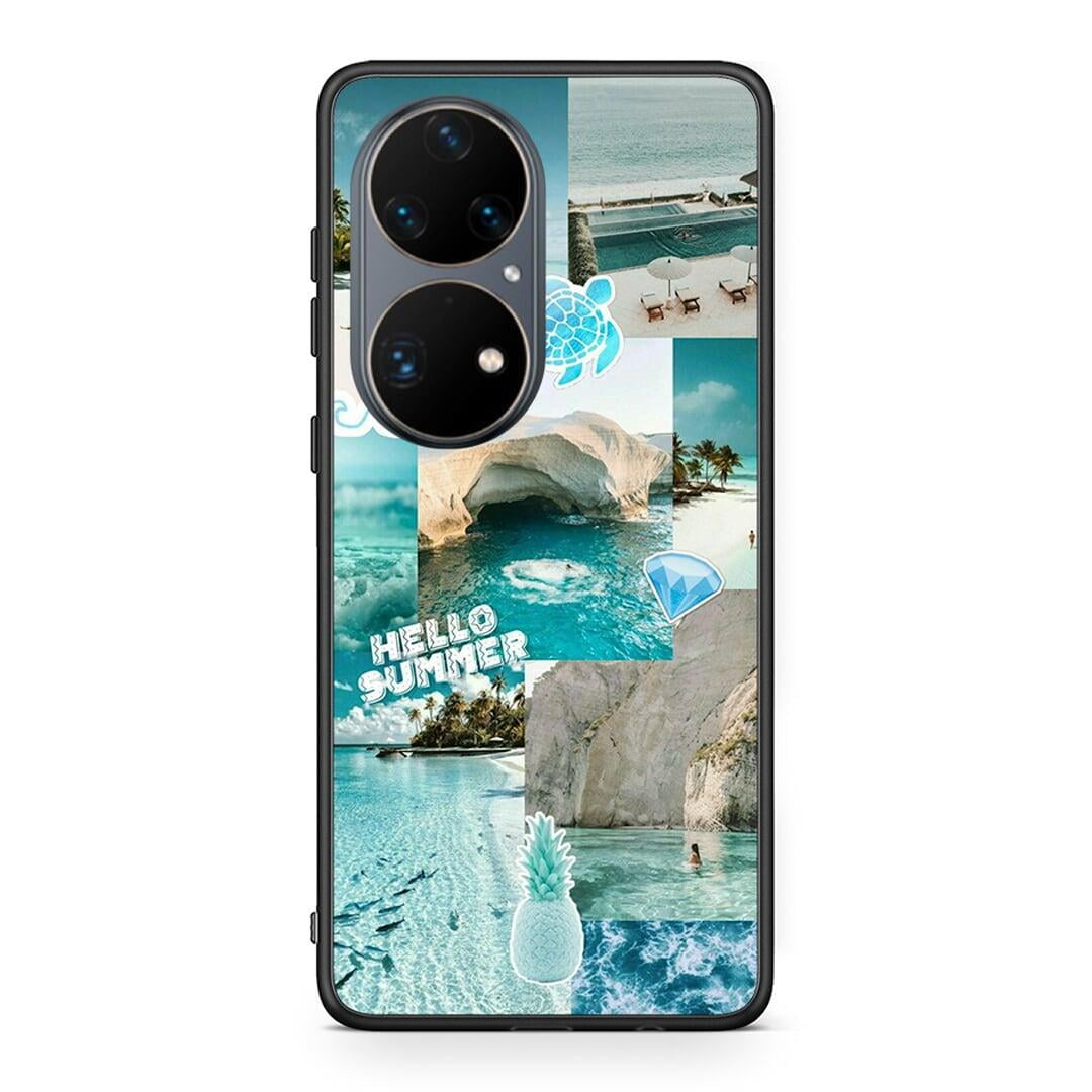 Huawei P50 Pro Aesthetic Summer Θήκη από τη Smartfits με σχέδιο στο πίσω μέρος και μαύρο περίβλημα | Smartphone case with colorful back and black bezels by Smartfits