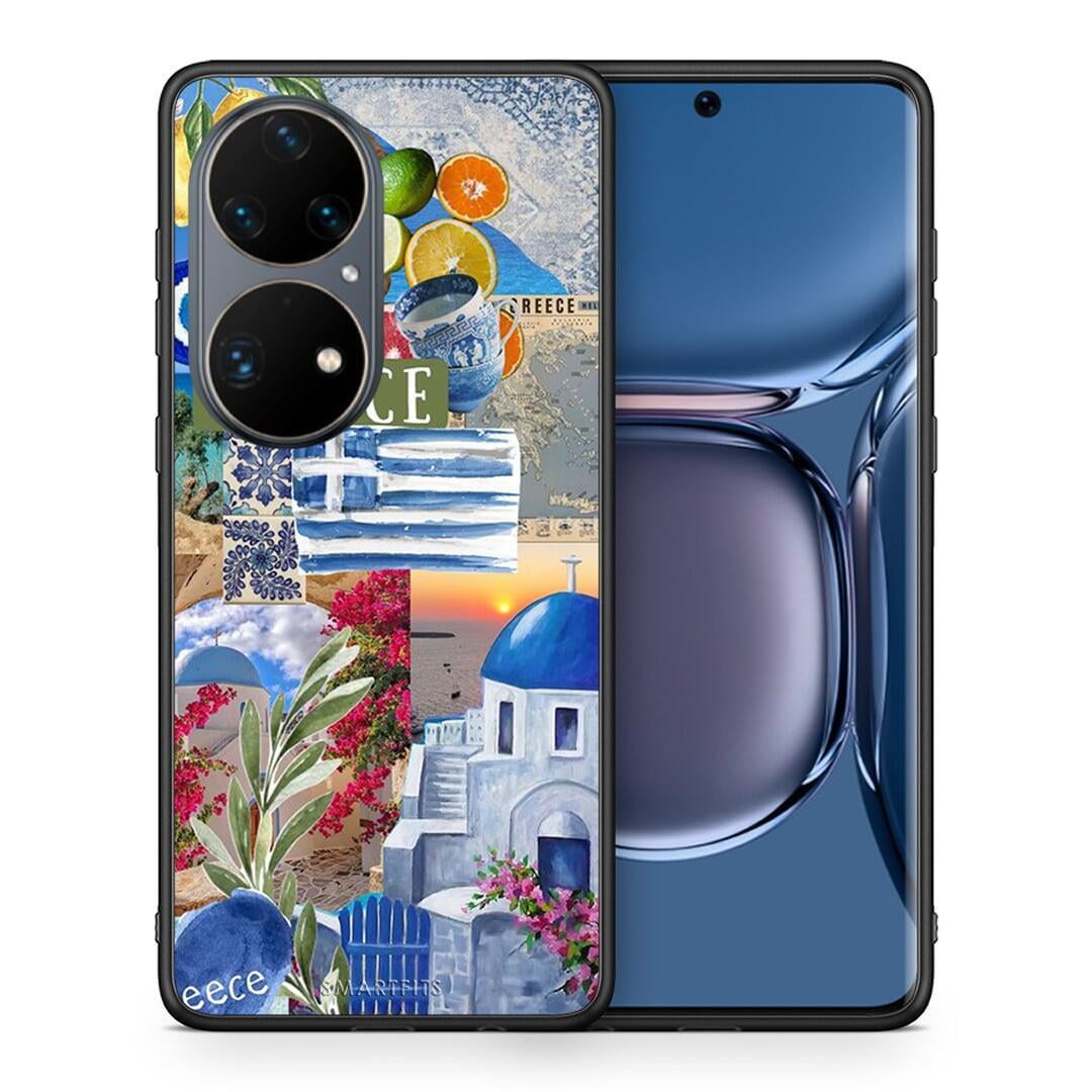 Θήκη Huawei P50 Pro All Greek από τη Smartfits με σχέδιο στο πίσω μέρος και μαύρο περίβλημα | Huawei P50 Pro All Greek case with colorful back and black bezels