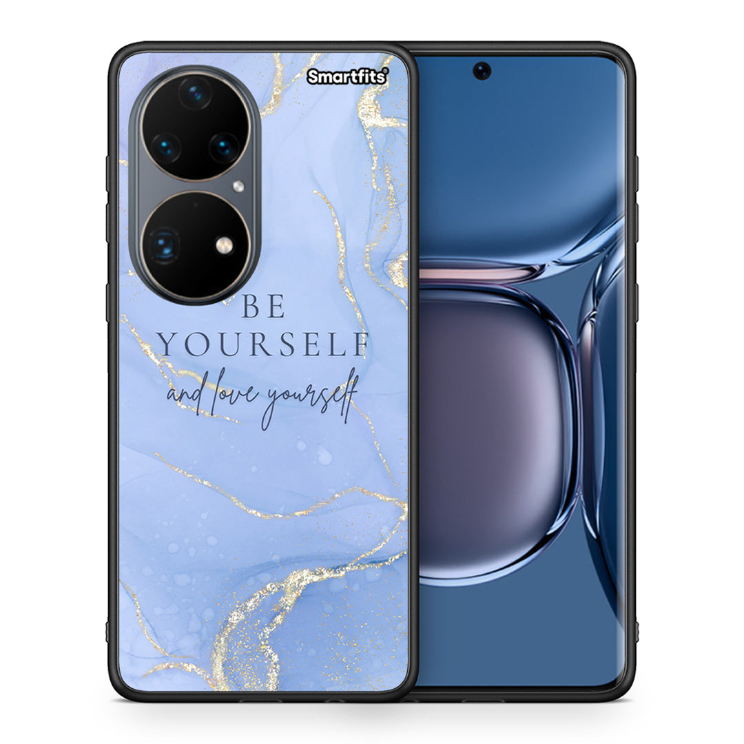 Θήκη Huawei P50 Pro Be Yourself από τη Smartfits με σχέδιο στο πίσω μέρος και μαύρο περίβλημα | Huawei P50 Pro Be Yourself case with colorful back and black bezels