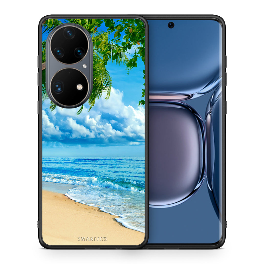 Θήκη Huawei P50 Pro Beautiful Beach από τη Smartfits με σχέδιο στο πίσω μέρος και μαύρο περίβλημα | Huawei P50 Pro Beautiful Beach case with colorful back and black bezels