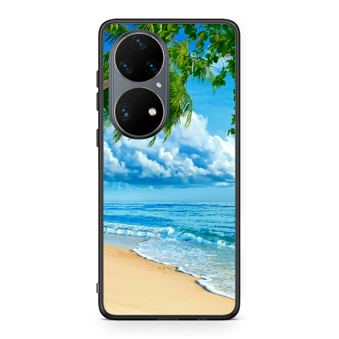Huawei P50 Pro Beautiful Beach θήκη από τη Smartfits με σχέδιο στο πίσω μέρος και μαύρο περίβλημα | Smartphone case with colorful back and black bezels by Smartfits