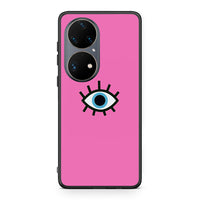 Thumbnail for Huawei P50 Pro Blue Eye Pink θήκη από τη Smartfits με σχέδιο στο πίσω μέρος και μαύρο περίβλημα | Smartphone case with colorful back and black bezels by Smartfits