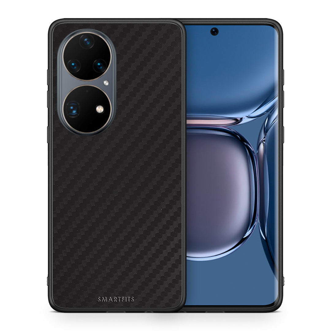 Θήκη Huawei P50 Pro Carbon Black από τη Smartfits με σχέδιο στο πίσω μέρος και μαύρο περίβλημα | Huawei P50 Pro Carbon Black case with colorful back and black bezels
