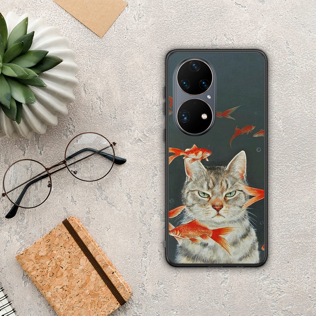 Cat Goldfish - Huawei P50 Pro case