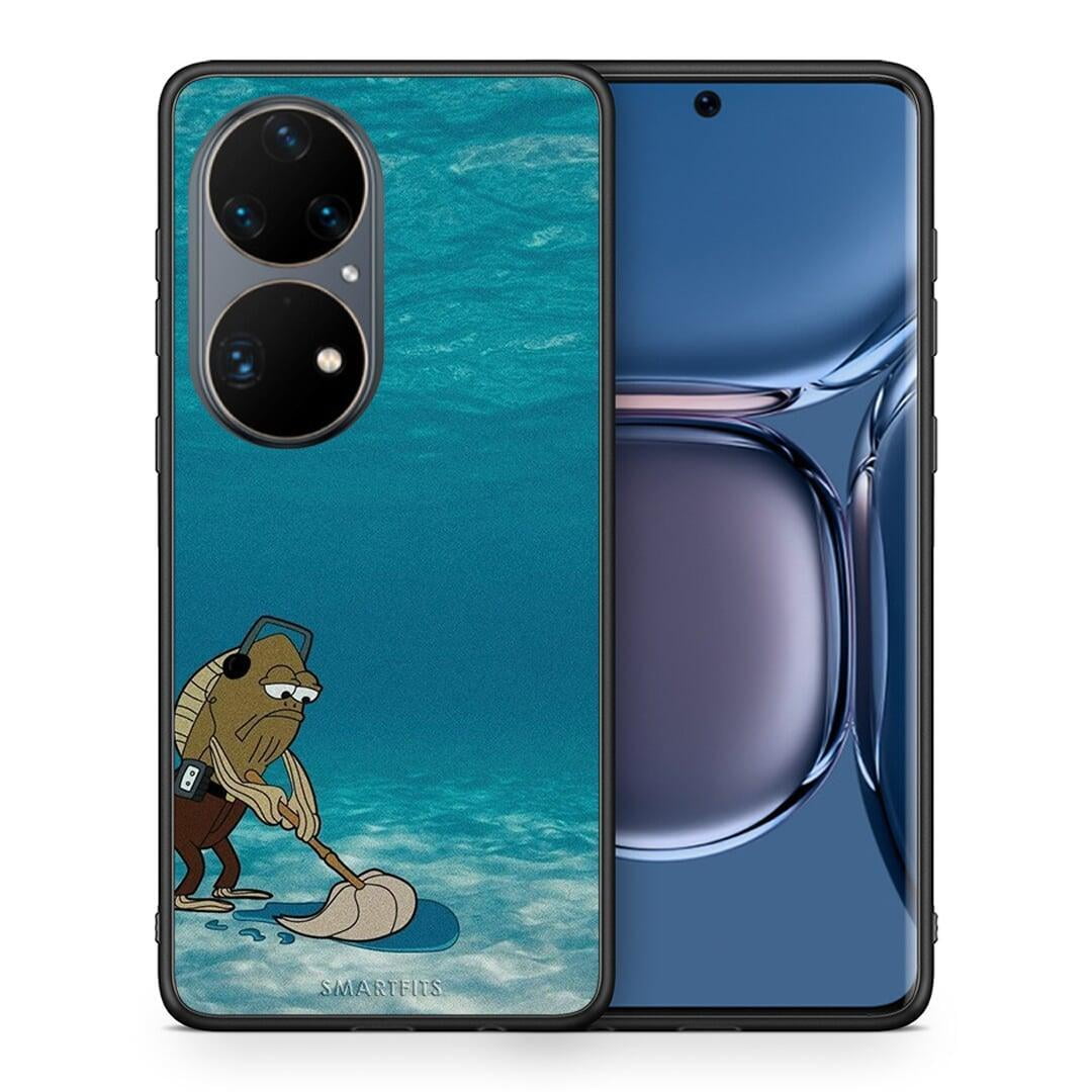 Θήκη Huawei P50 Pro Clean The Ocean από τη Smartfits με σχέδιο στο πίσω μέρος και μαύρο περίβλημα | Huawei P50 Pro Clean The Ocean case with colorful back and black bezels