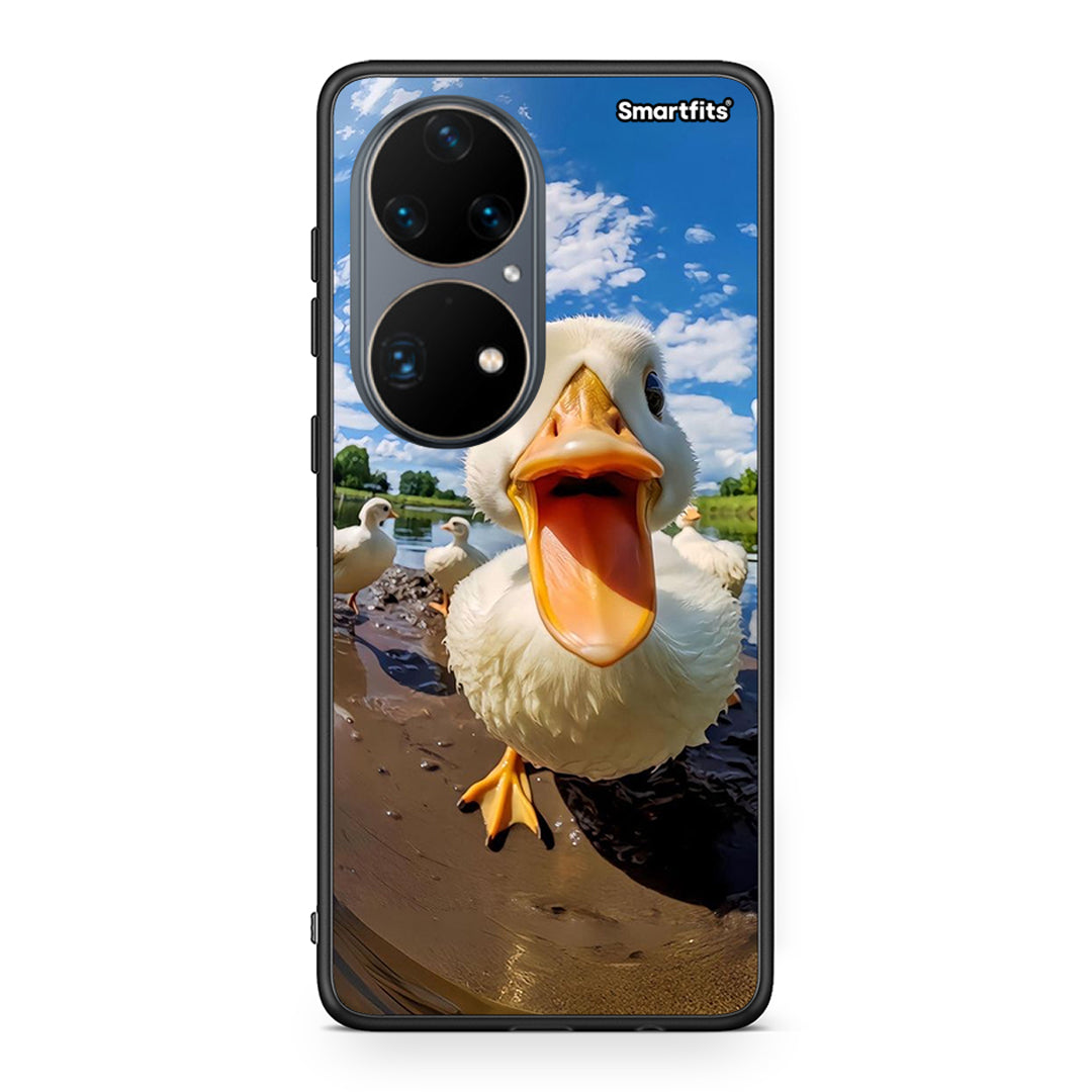 Huawei P50 Pro Duck Face θήκη από τη Smartfits με σχέδιο στο πίσω μέρος και μαύρο περίβλημα | Smartphone case with colorful back and black bezels by Smartfits