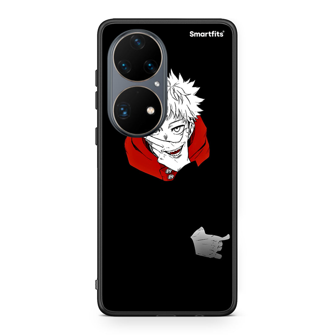 Huawei P50 Pro Itadori Anime θήκη από τη Smartfits με σχέδιο στο πίσω μέρος και μαύρο περίβλημα | Smartphone case with colorful back and black bezels by Smartfits