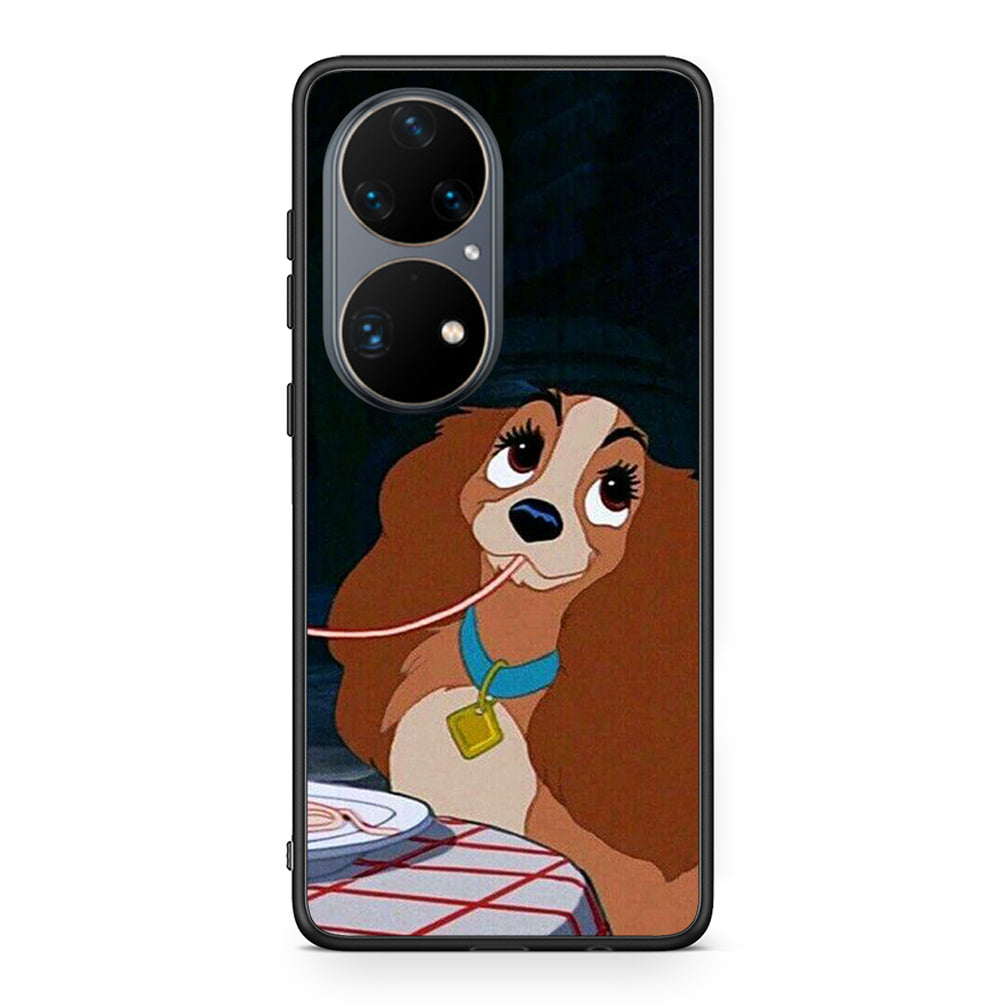 Huawei P50 Pro Lady And Tramp 2 Θήκη Αγίου Βαλεντίνου από τη Smartfits με σχέδιο στο πίσω μέρος και μαύρο περίβλημα | Smartphone case with colorful back and black bezels by Smartfits