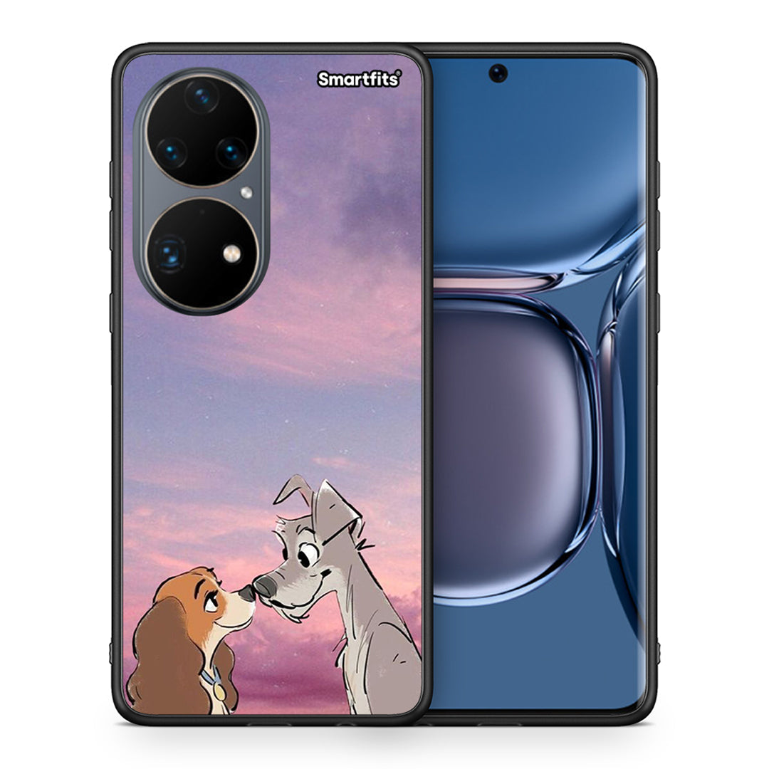 Θήκη Huawei P50 Pro Lady And Tramp από τη Smartfits με σχέδιο στο πίσω μέρος και μαύρο περίβλημα | Huawei P50 Pro Lady And Tramp case with colorful back and black bezels