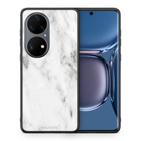 Thumbnail for Θήκη Huawei P50 Pro White Marble από τη Smartfits με σχέδιο στο πίσω μέρος και μαύρο περίβλημα | Huawei P50 Pro White Marble case with colorful back and black bezels