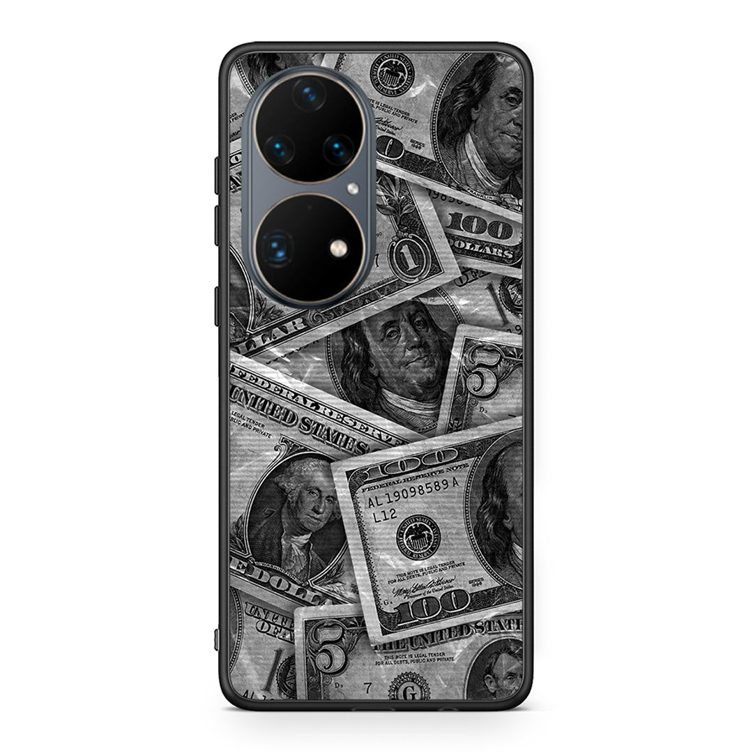 Huawei P50 Pro Money Dollars θήκη από τη Smartfits με σχέδιο στο πίσω μέρος και μαύρο περίβλημα | Smartphone case with colorful back and black bezels by Smartfits