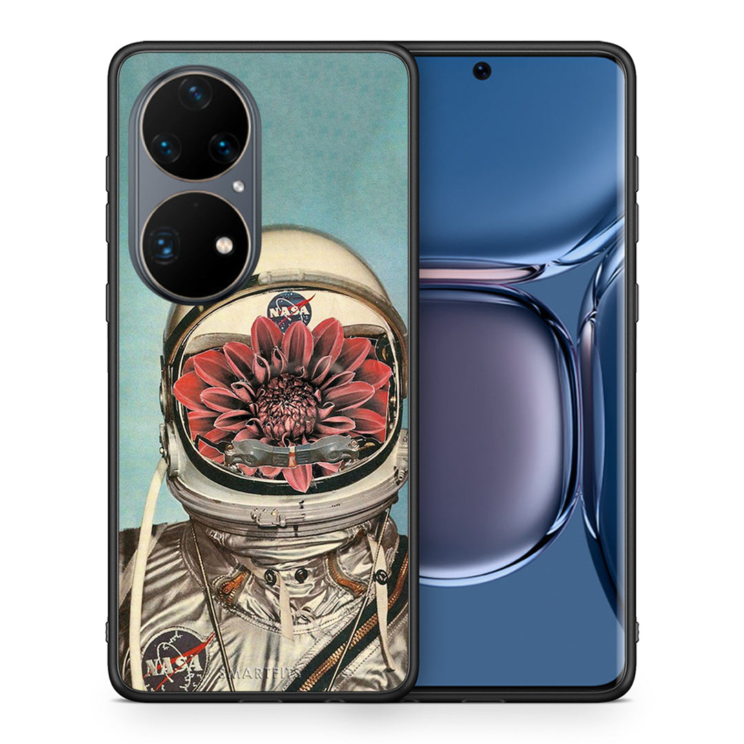 Θήκη Huawei P50 Pro Nasa Bloom από τη Smartfits με σχέδιο στο πίσω μέρος και μαύρο περίβλημα | Huawei P50 Pro Nasa Bloom case with colorful back and black bezels