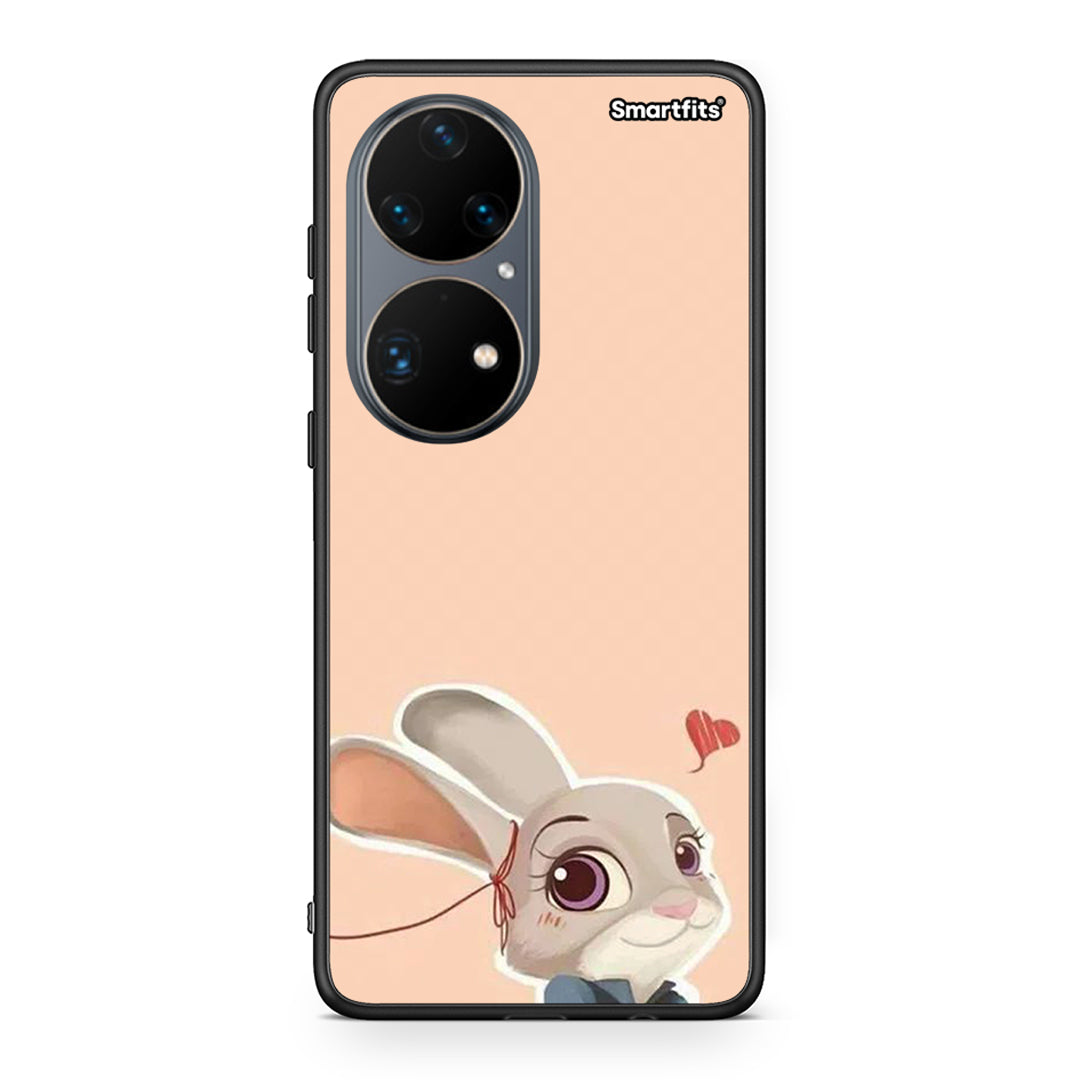 Huawei P50 Pro Nick Wilde And Judy Hopps Love 2 θήκη από τη Smartfits με σχέδιο στο πίσω μέρος και μαύρο περίβλημα | Smartphone case with colorful back and black bezels by Smartfits