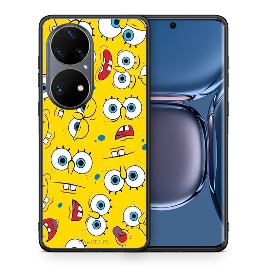 Θήκη Huawei P50 Pro Sponge PopArt από τη Smartfits με σχέδιο στο πίσω μέρος και μαύρο περίβλημα | Huawei P50 Pro Sponge PopArt case with colorful back and black bezels