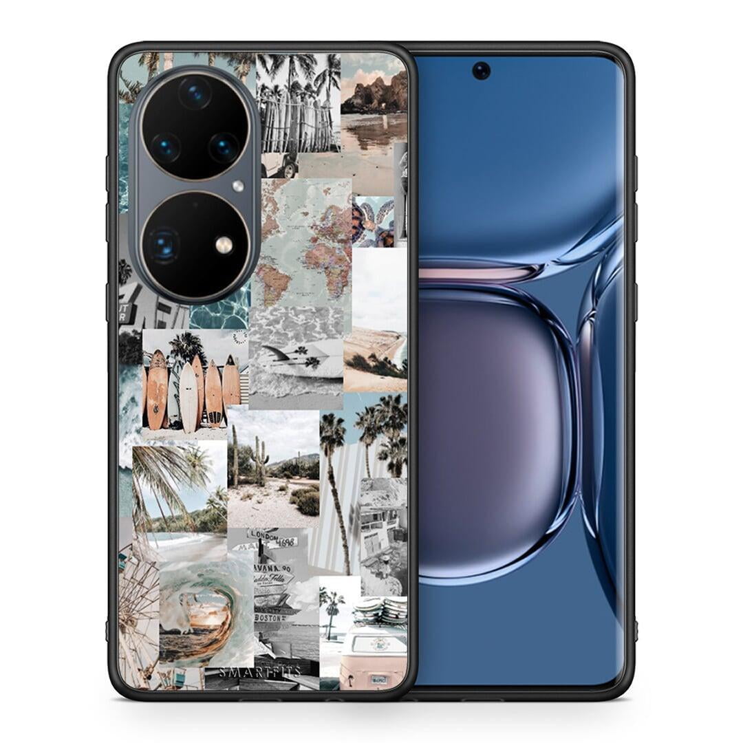 Θήκη Huawei P50 Pro Retro Beach Life από τη Smartfits με σχέδιο στο πίσω μέρος και μαύρο περίβλημα | Huawei P50 Pro Retro Beach Life case with colorful back and black bezels