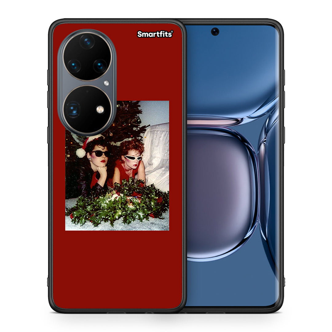 Θήκη Huawei P50 Pro Waiting For Xmas από τη Smartfits με σχέδιο στο πίσω μέρος και μαύρο περίβλημα | Huawei P50 Pro Waiting For Xmas case with colorful back and black bezels