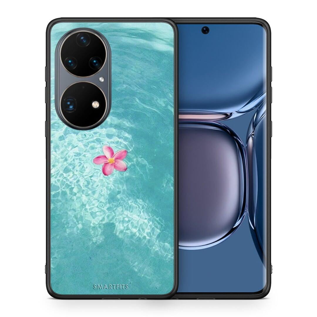 Θήκη Huawei P50 Pro Water Flower από τη Smartfits με σχέδιο στο πίσω μέρος και μαύρο περίβλημα | Huawei P50 Pro Water Flower case with colorful back and black bezels