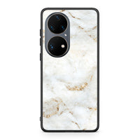 Thumbnail for Huawei P50 Pro White Gold Marble θήκη από τη Smartfits με σχέδιο στο πίσω μέρος και μαύρο περίβλημα | Smartphone case with colorful back and black bezels by Smartfits