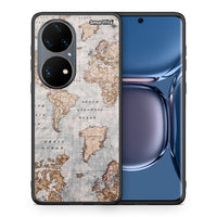 Thumbnail for Θήκη Huawei P50 Pro World Map από τη Smartfits με σχέδιο στο πίσω μέρος και μαύρο περίβλημα | Huawei P50 Pro World Map case with colorful back and black bezels