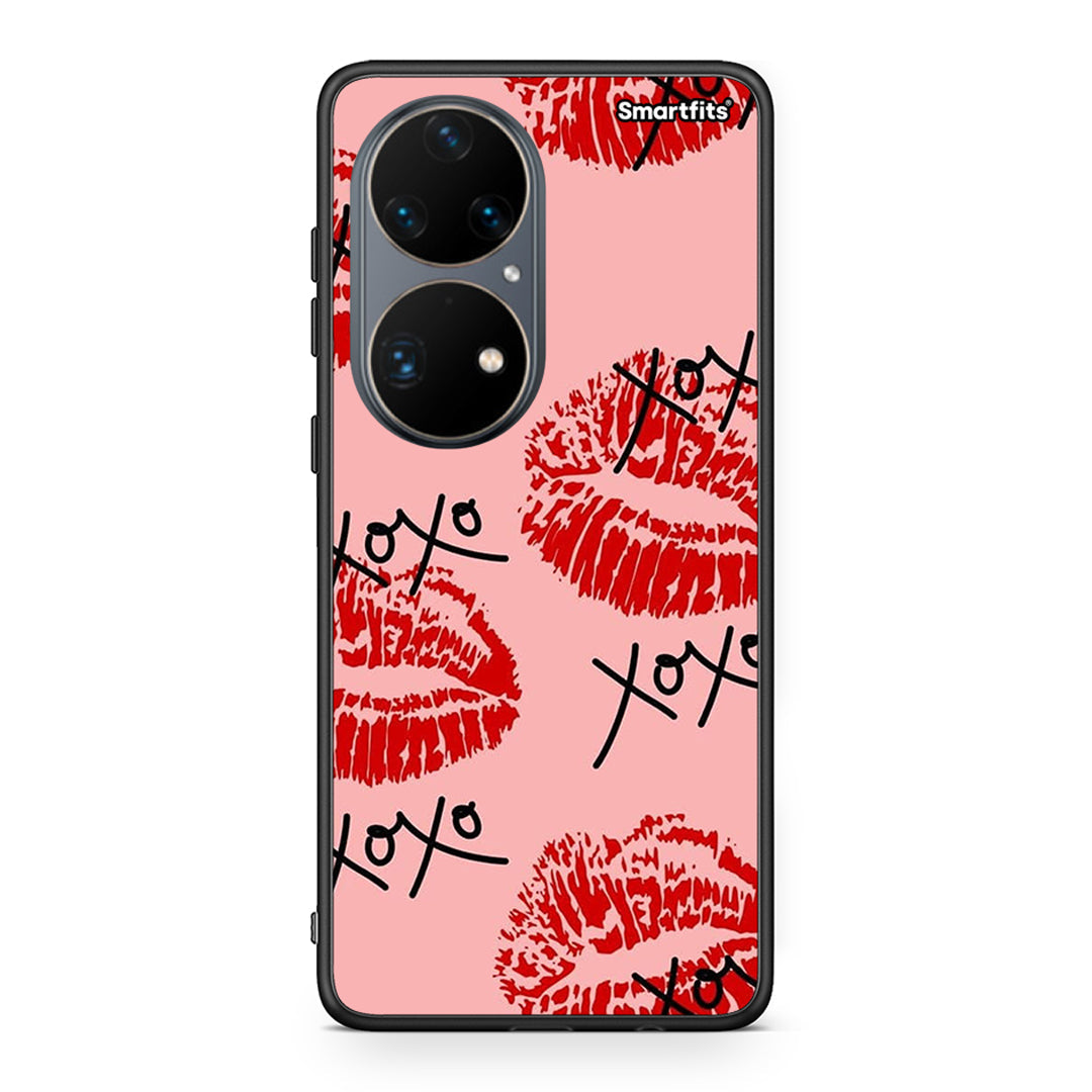 Huawei P50 Pro XOXO Lips θήκη από τη Smartfits με σχέδιο στο πίσω μέρος και μαύρο περίβλημα | Smartphone case with colorful back and black bezels by Smartfits