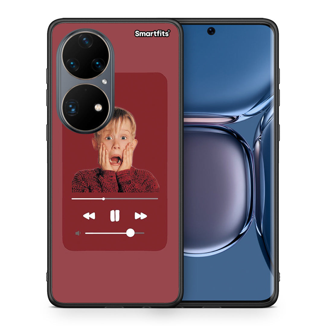 Θήκη Huawei P50 Pro Xmas Alone Music από τη Smartfits με σχέδιο στο πίσω μέρος και μαύρο περίβλημα | Huawei P50 Pro Xmas Alone Music case with colorful back and black bezels