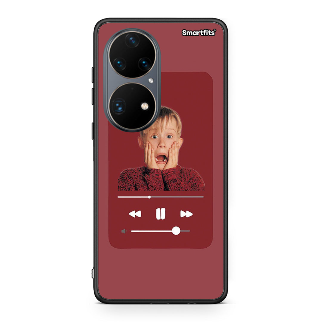 Huawei P50 Pro Xmas Alone Music θήκη από τη Smartfits με σχέδιο στο πίσω μέρος και μαύρο περίβλημα | Smartphone case with colorful back and black bezels by Smartfits