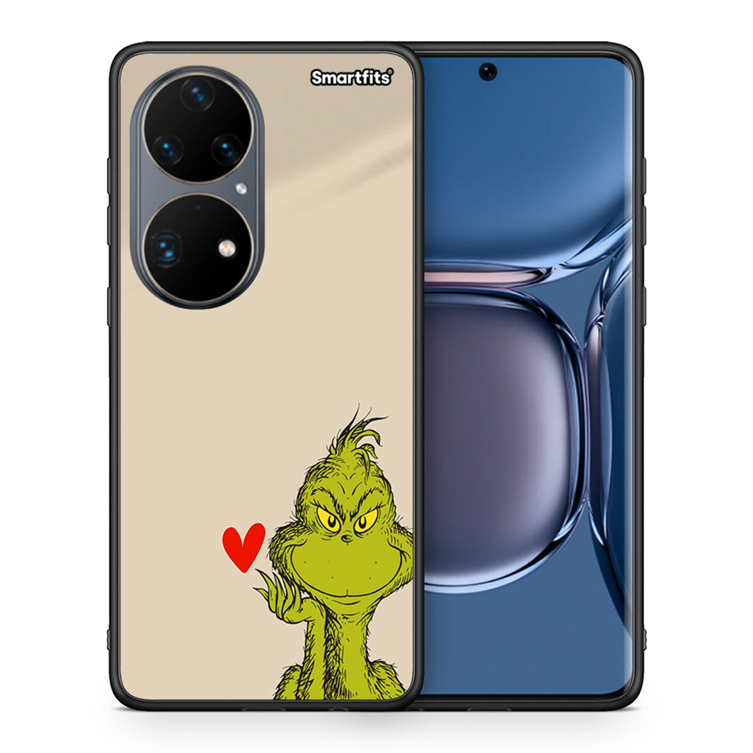 Θήκη Huawei P50 Pro Xmas Grinch από τη Smartfits με σχέδιο στο πίσω μέρος και μαύρο περίβλημα | Huawei P50 Pro Xmas Grinch case with colorful back and black bezels