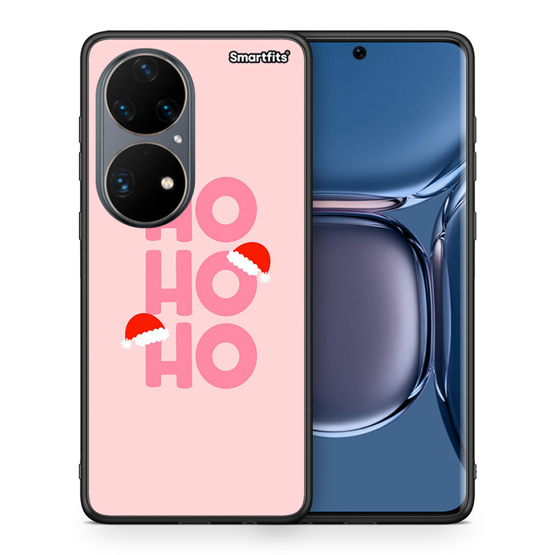 Θήκη Huawei P50 Pro Xmas Ho Ho Ho από τη Smartfits με σχέδιο στο πίσω μέρος και μαύρο περίβλημα | Huawei P50 Pro Xmas Ho Ho Ho case with colorful back and black bezels