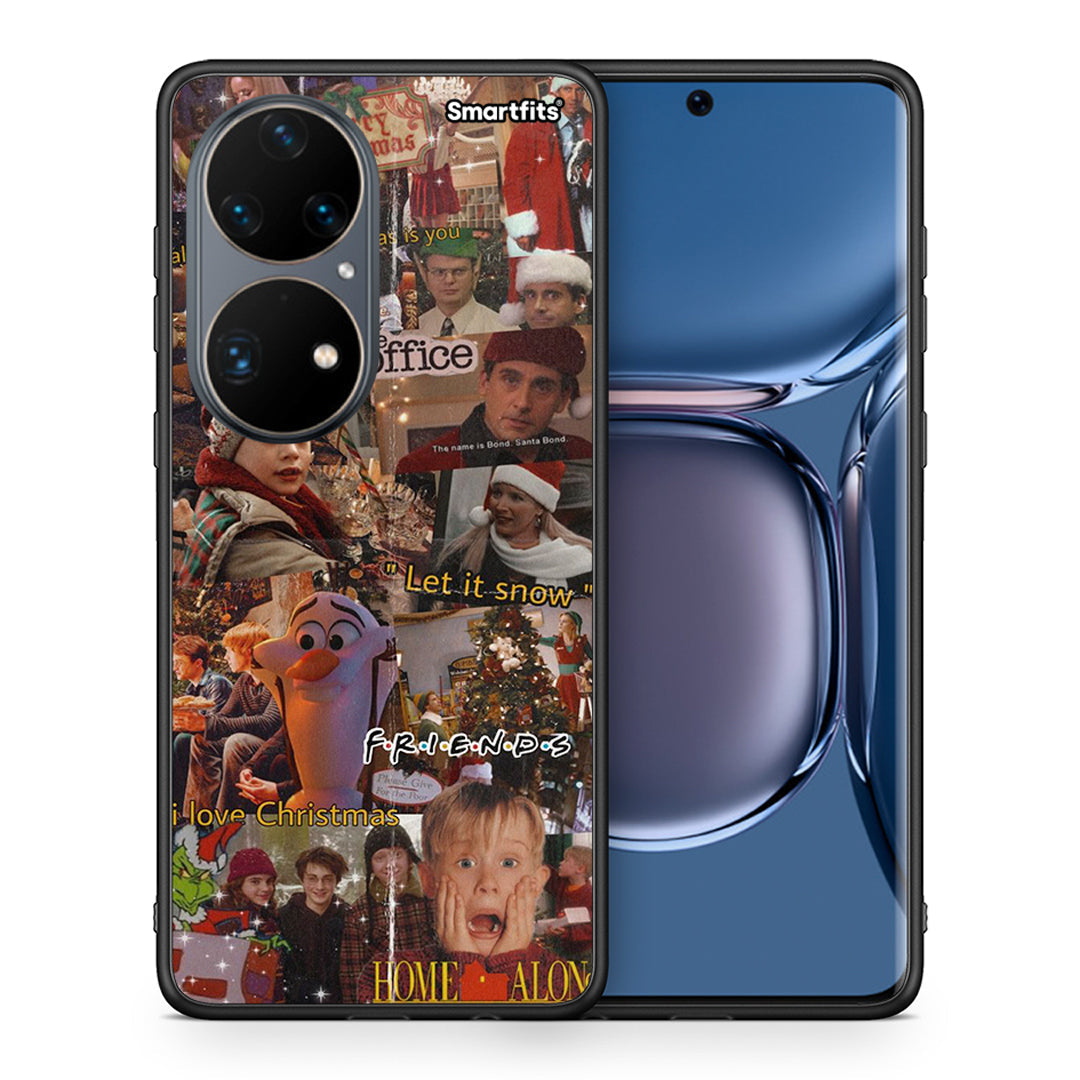 Θήκη Huawei P50 Pro Xmas Wishes από τη Smartfits με σχέδιο στο πίσω μέρος και μαύρο περίβλημα | Huawei P50 Pro Xmas Wishes case with colorful back and black bezels