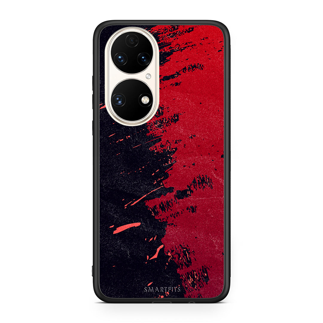 Huawei P50 Red Paint Θήκη Αγίου Βαλεντίνου από τη Smartfits με σχέδιο στο πίσω μέρος και μαύρο περίβλημα | Smartphone case with colorful back and black bezels by Smartfits