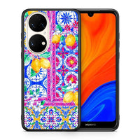 Thumbnail for Θήκη Huawei P50 Retro Spring από τη Smartfits με σχέδιο στο πίσω μέρος και μαύρο περίβλημα | Huawei P50 Retro Spring case with colorful back and black bezels