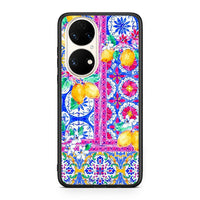 Thumbnail for Huawei P50 Retro Spring θήκη από τη Smartfits με σχέδιο στο πίσω μέρος και μαύρο περίβλημα | Smartphone case with colorful back and black bezels by Smartfits