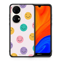 Thumbnail for Θήκη Huawei P50 Smiley Faces από τη Smartfits με σχέδιο στο πίσω μέρος και μαύρο περίβλημα | Huawei P50 Smiley Faces case with colorful back and black bezels