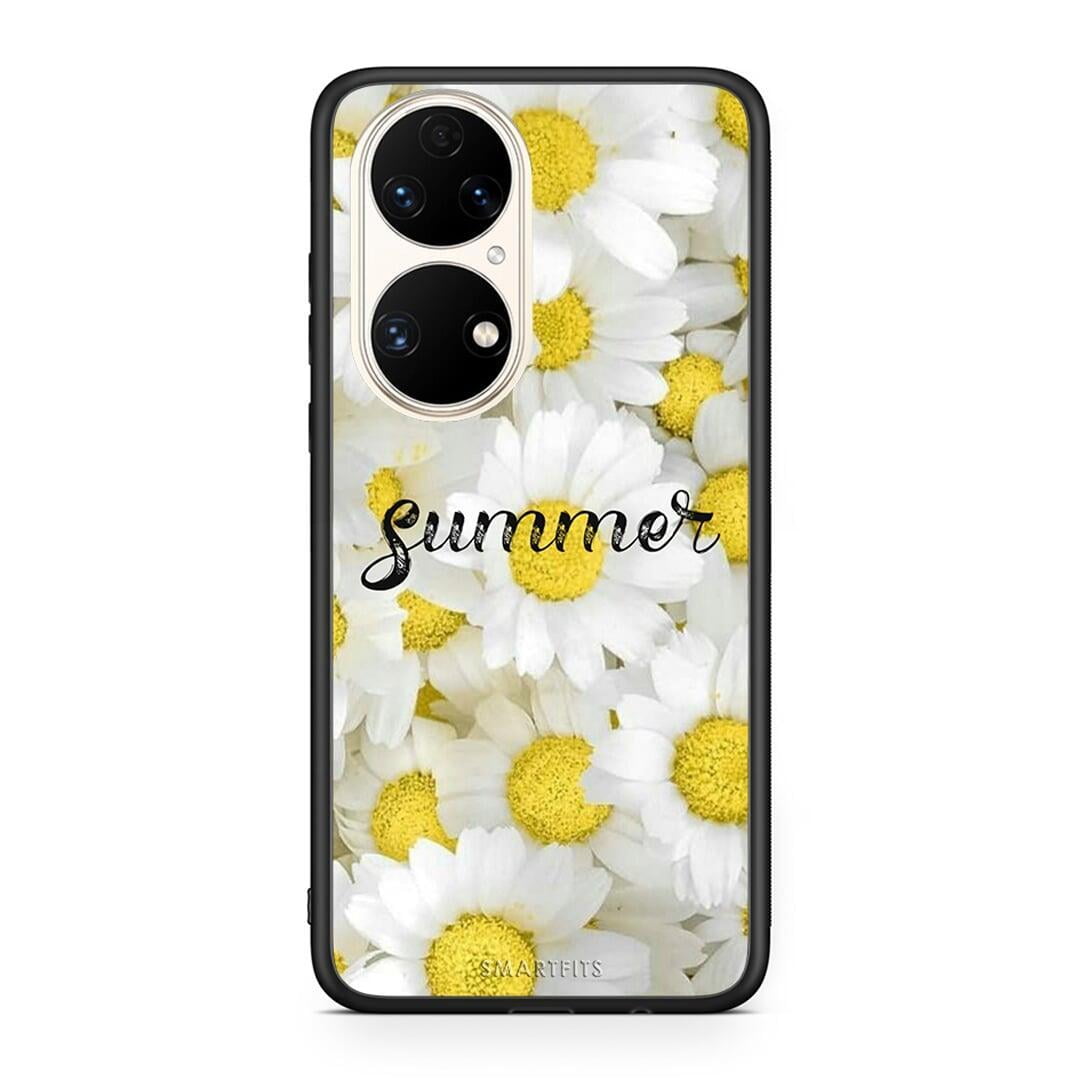 Huawei P50 Summer Daisies Θήκη από τη Smartfits με σχέδιο στο πίσω μέρος και μαύρο περίβλημα | Smartphone case with colorful back and black bezels by Smartfits