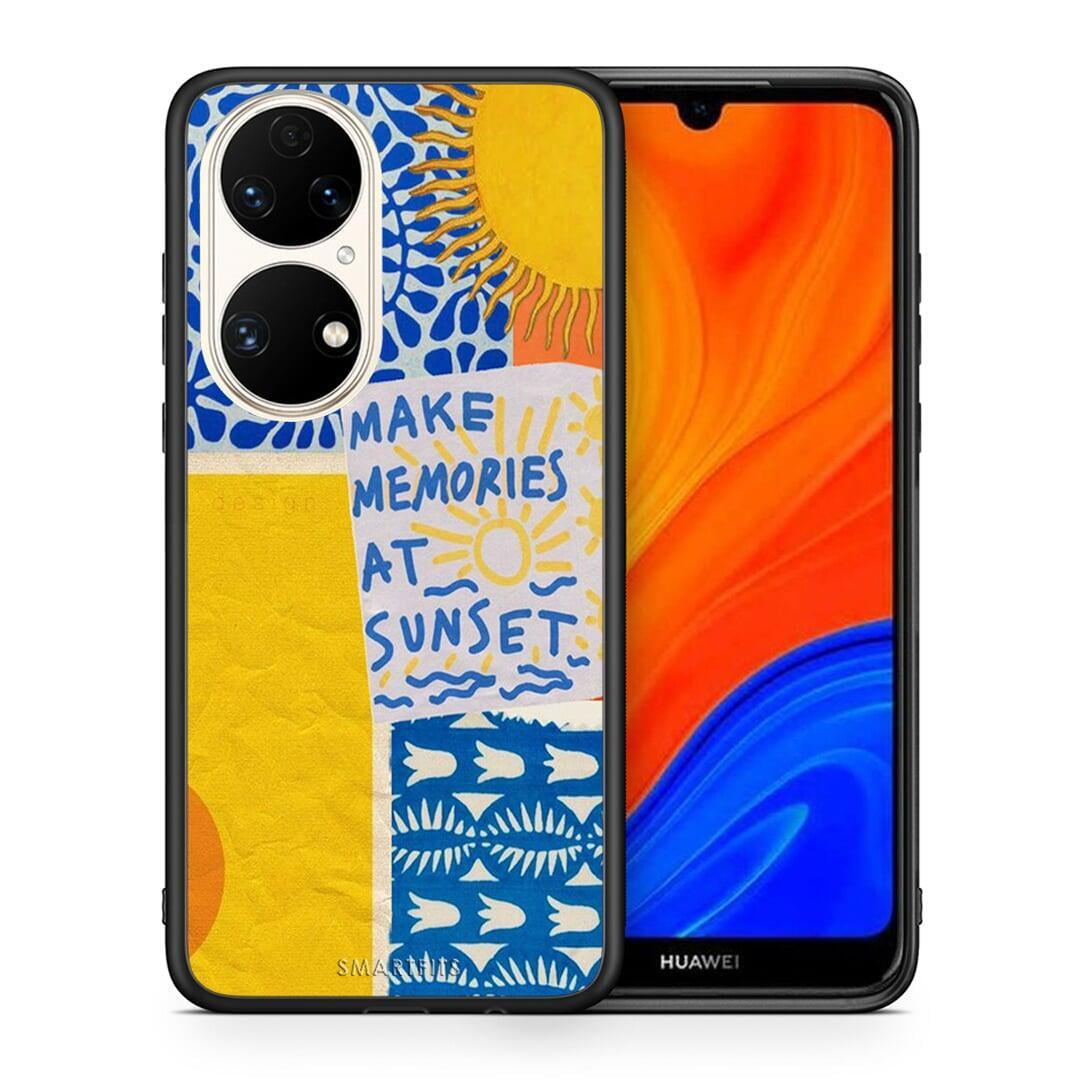 Θήκη Huawei P50 Sunset Memories από τη Smartfits με σχέδιο στο πίσω μέρος και μαύρο περίβλημα | Huawei P50 Sunset Memories case with colorful back and black bezels