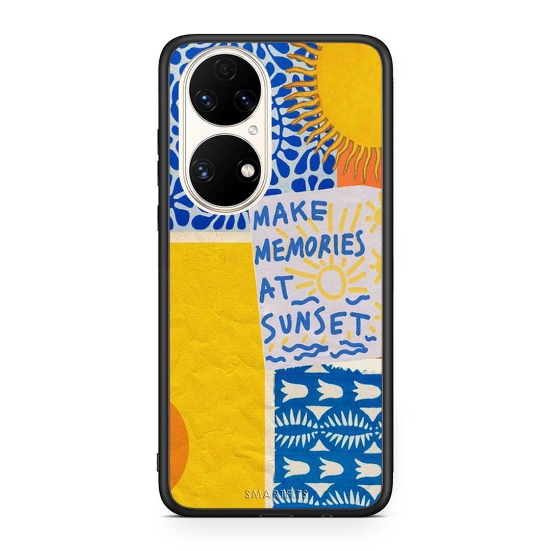 Huawei P50 Sunset Memories Θήκη από τη Smartfits με σχέδιο στο πίσω μέρος και μαύρο περίβλημα | Smartphone case with colorful back and black bezels by Smartfits