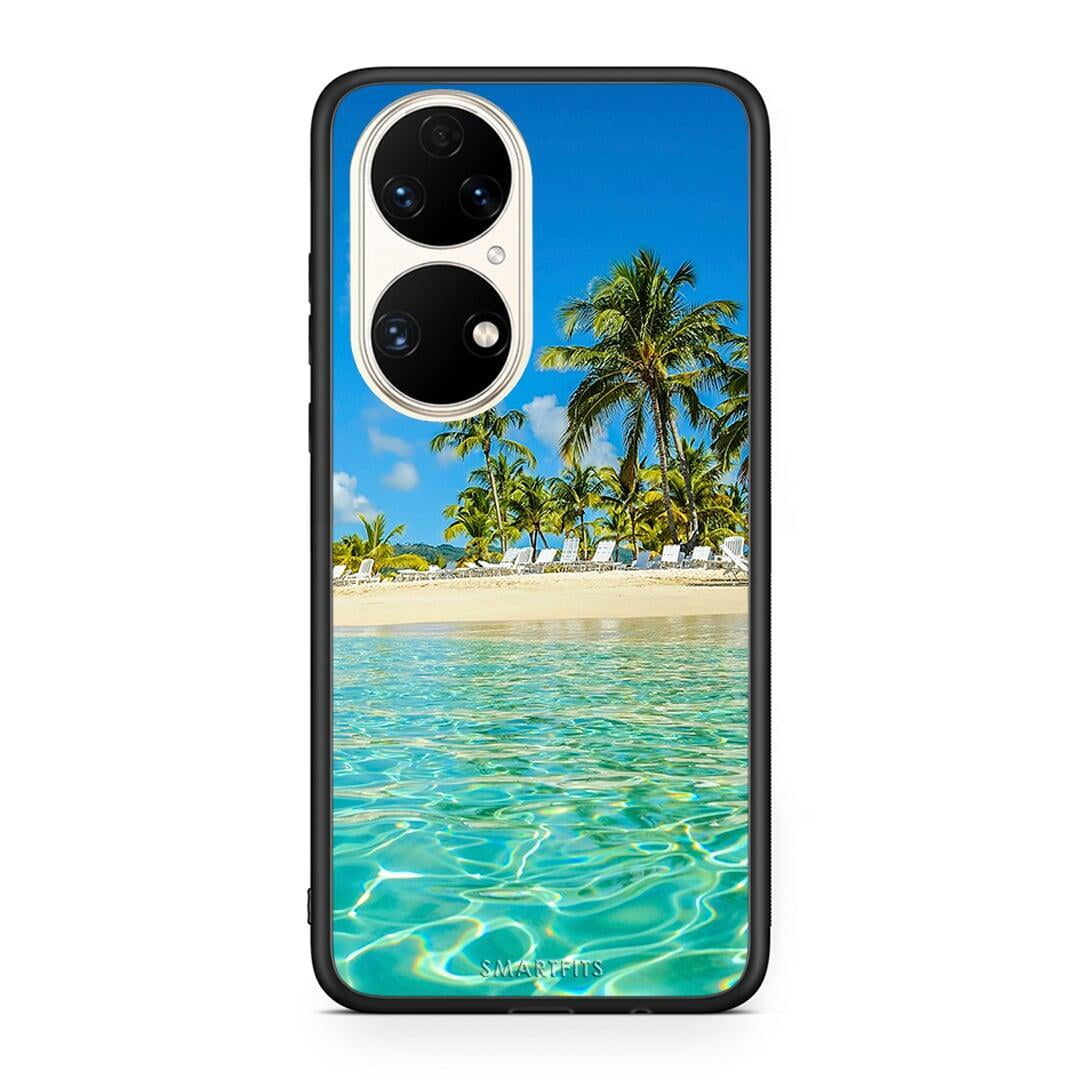 Huawei P50 Tropical Vibes Θήκη από τη Smartfits με σχέδιο στο πίσω μέρος και μαύρο περίβλημα | Smartphone case with colorful back and black bezels by Smartfits