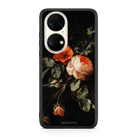 Thumbnail for Huawei P50 Vintage Roses θήκη από τη Smartfits με σχέδιο στο πίσω μέρος και μαύρο περίβλημα | Smartphone case with colorful back and black bezels by Smartfits