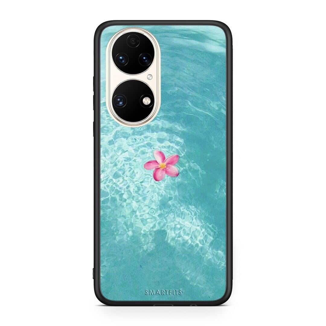 Huawei P50 Water Flower Θήκη από τη Smartfits με σχέδιο στο πίσω μέρος και μαύρο περίβλημα | Smartphone case with colorful back and black bezels by Smartfits