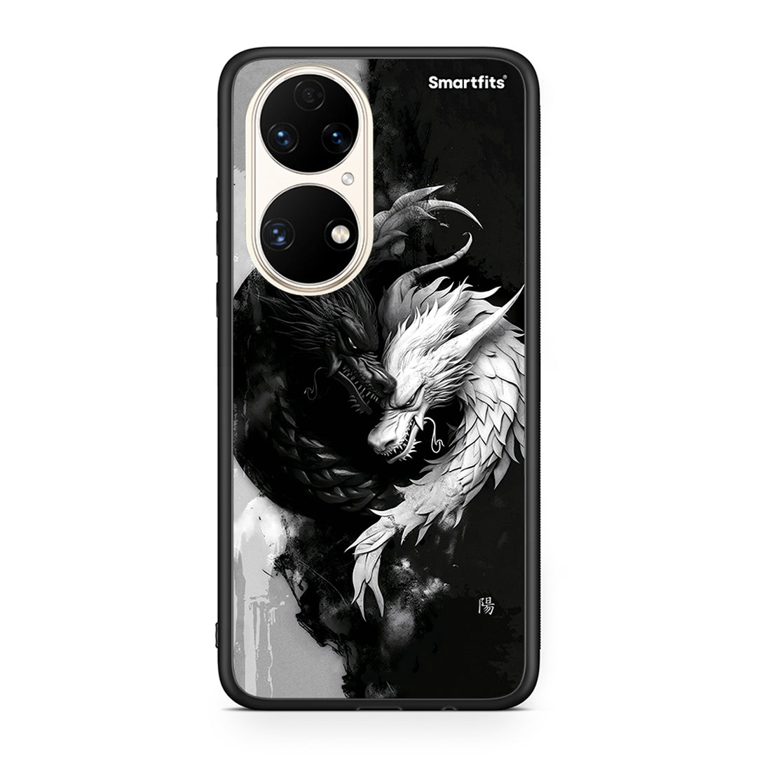 Huawei P50 Yin Yang Θήκη από τη Smartfits με σχέδιο στο πίσω μέρος και μαύρο περίβλημα | Smartphone case with colorful back and black bezels by Smartfits