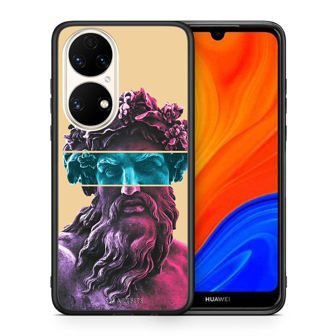 Θήκη Αγίου Βαλεντίνου Huawei P50 Zeus Art από τη Smartfits με σχέδιο στο πίσω μέρος και μαύρο περίβλημα | Huawei P50 Zeus Art case with colorful back and black bezels