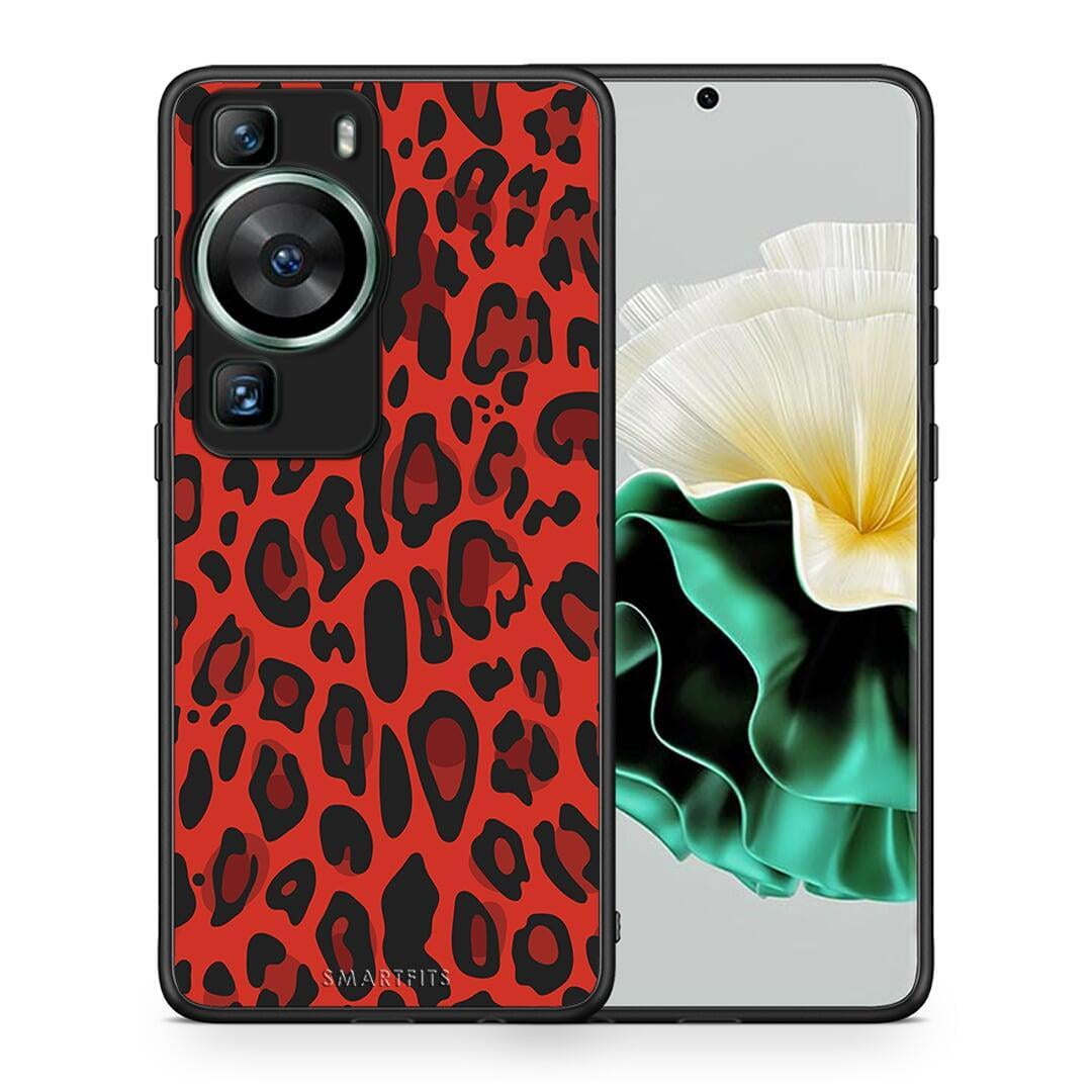 Θήκη Huawei P60 Animal Red Leopard από τη Smartfits με σχέδιο στο πίσω μέρος και μαύρο περίβλημα | Huawei P60 Animal Red Leopard Case with Colorful Back and Black Bezels