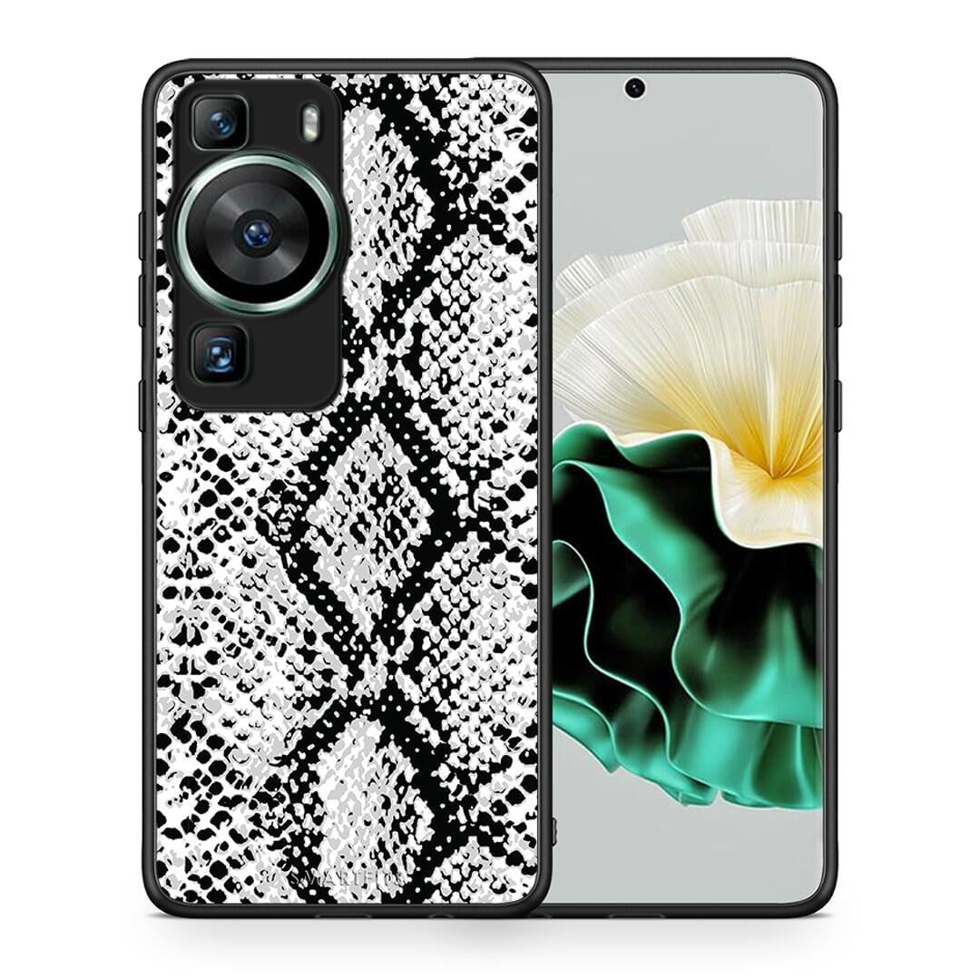 Θήκη Huawei P60 Animal White Snake από τη Smartfits με σχέδιο στο πίσω μέρος και μαύρο περίβλημα | Huawei P60 Animal White Snake Case with Colorful Back and Black Bezels