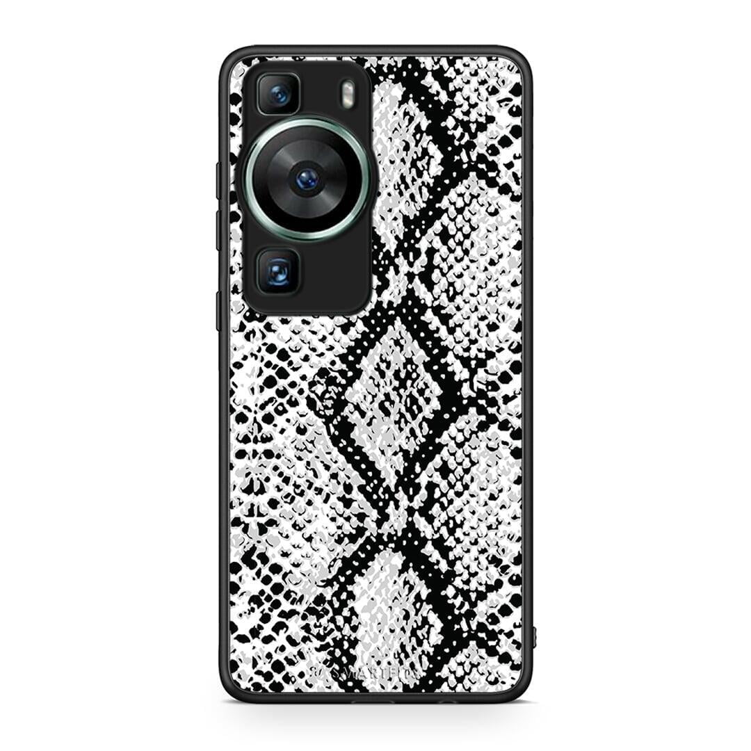 Θήκη Huawei P60 Animal White Snake από τη Smartfits με σχέδιο στο πίσω μέρος και μαύρο περίβλημα | Huawei P60 Animal White Snake Case with Colorful Back and Black Bezels